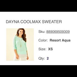 NWT Lilly Pulitzer aqua sweater XS